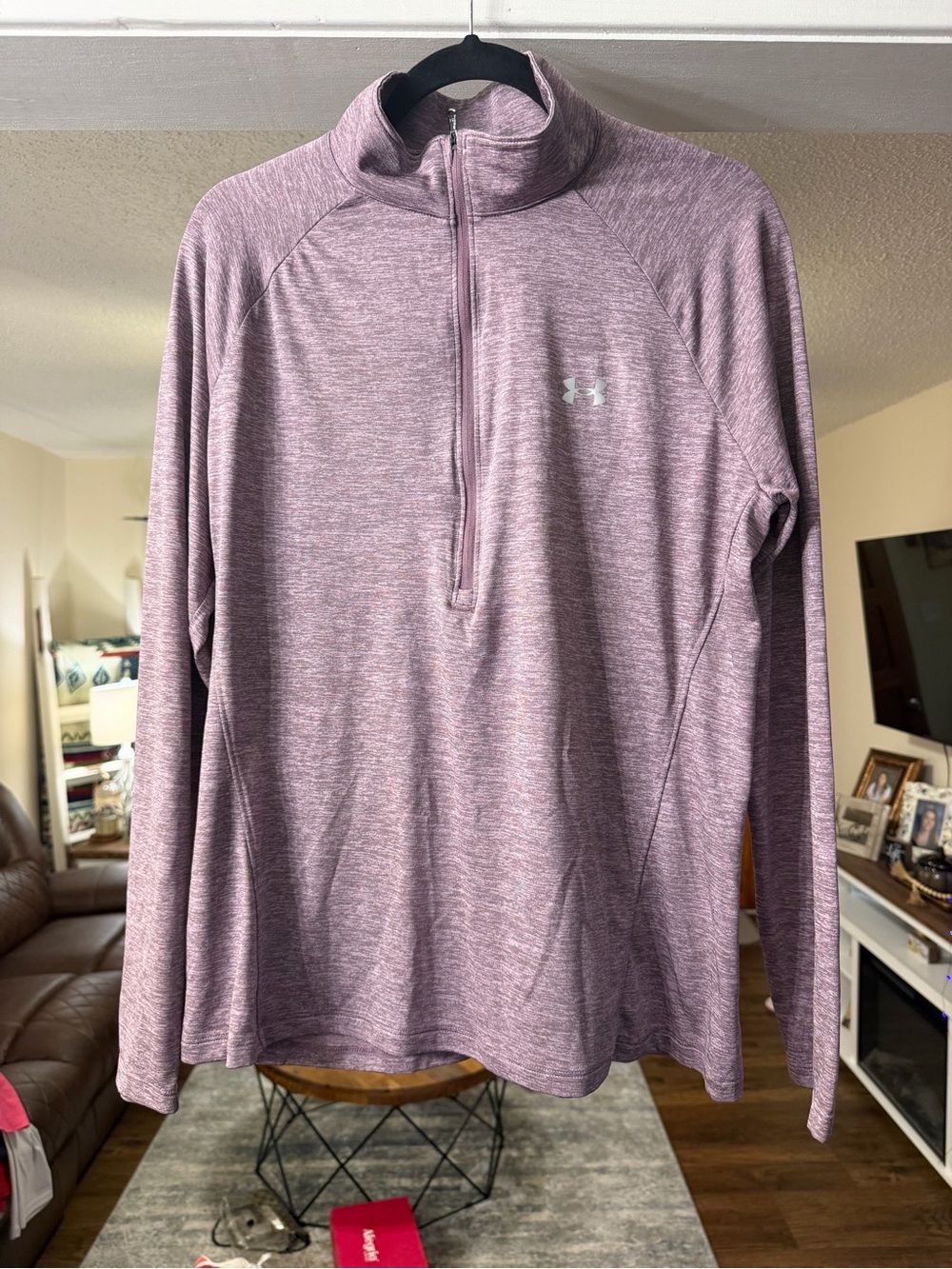 💜 Under Armour Women’s Heathered Purple ½ Zip Performance Pullover – XL